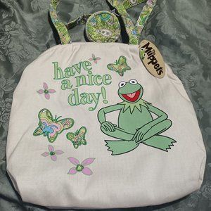 Kermit Have a Nice Day cream and green tote bag NWT